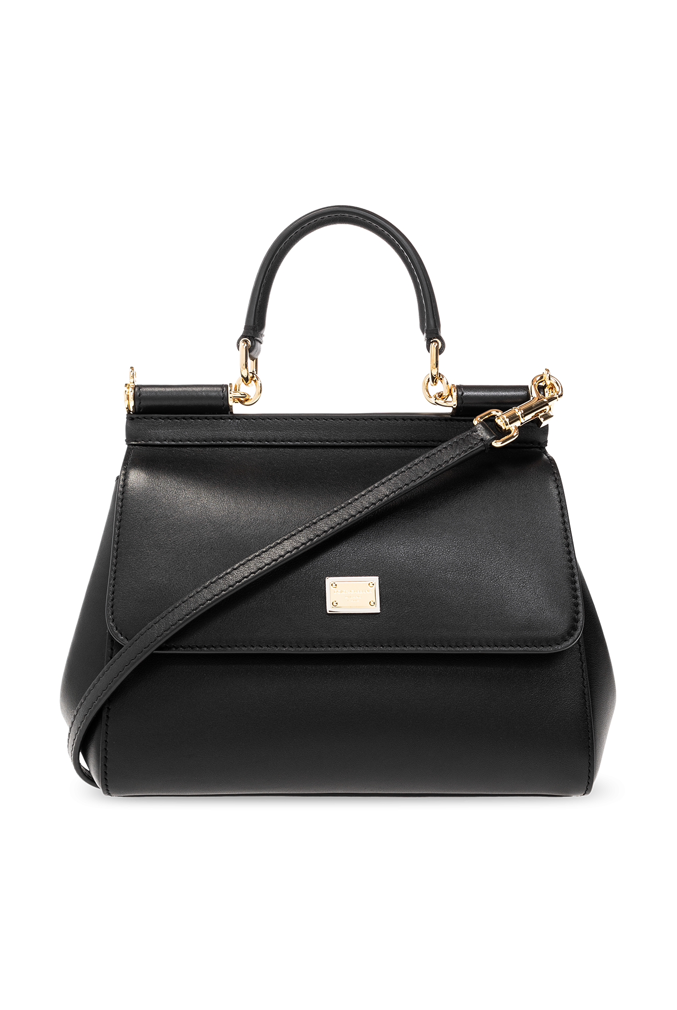 【送料&関税込】Dolce & Gabbana Black Leather Medium Sic Dolce&Gabbana Medium Sicily Leather Top Handle Bag | Saks